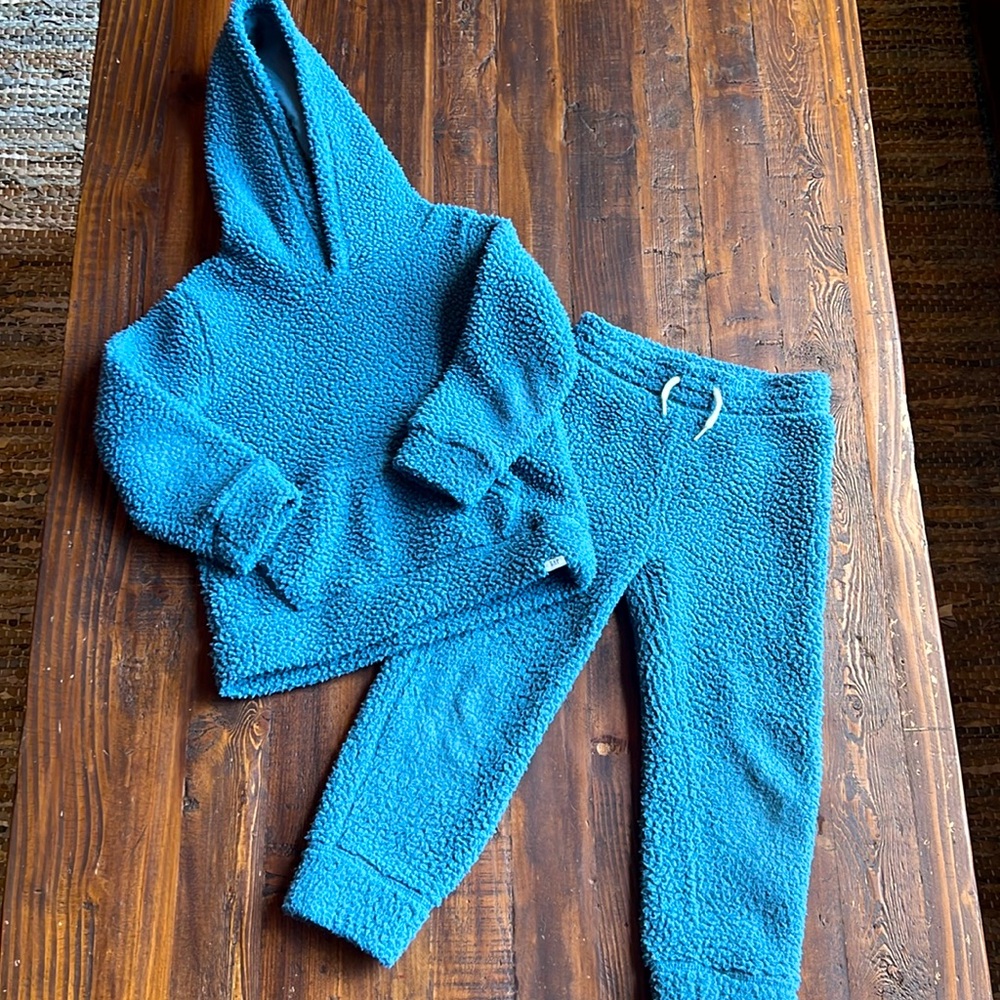 Baby Gap 5T Slate Blue Teddy Hoodie & Pants Set